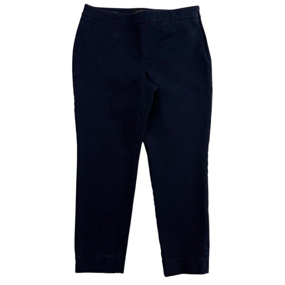 Talbots Womens Chatham Ankle Pants Size 10P Blue Flat Front Mid Rise Crop Preppy